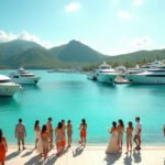 Cinematic wide-angle shot of a vibrant Dominica festival scene, representing the island's 2026-27 lineup of cultural events and celebrations.