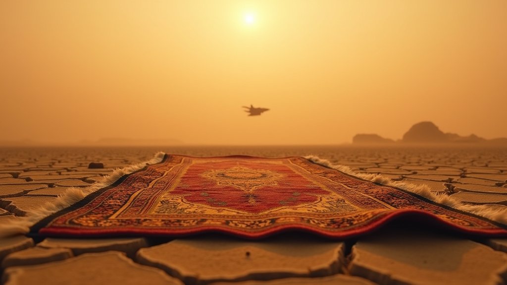 Cinematic wide-angle shot of a geopolitical map of the Middle East highlighting conflict zones, representing the heightened tensions between Iran and the US.